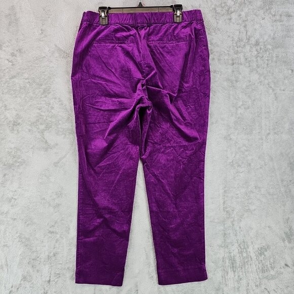 J. Jill Velvet Pants Womens Size 14 Purple Slim Fit Ankle Skinny Stretch NWT - Picture 2 of 13